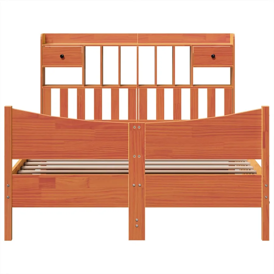 Cadre de lit sans matelas cire marron 150x200cm bois pin massif - 4