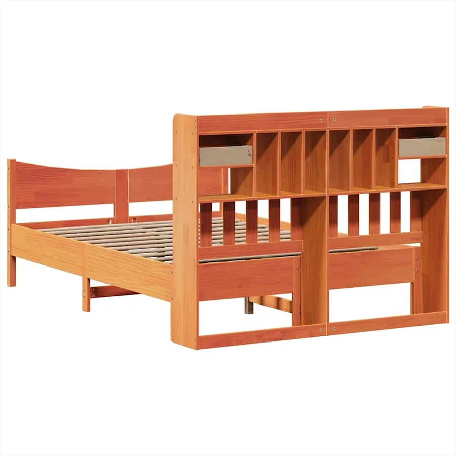 Cadre de lit sans matelas cire marron 150x200cm bois pin massif - 8