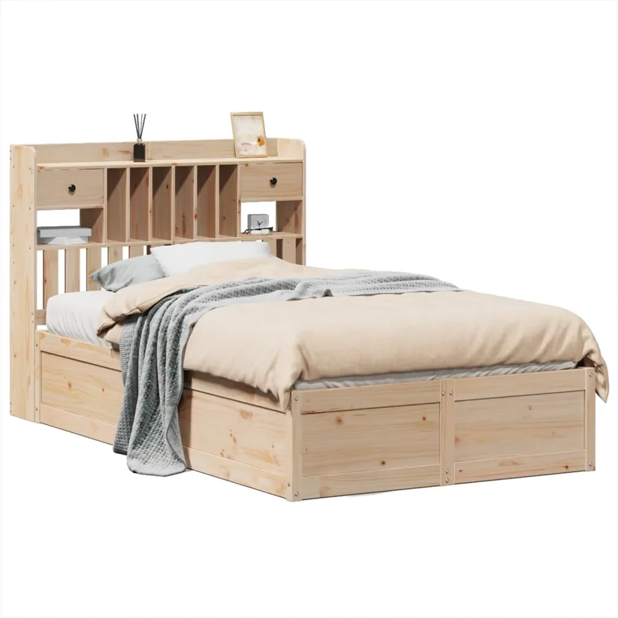 Cadre de lit sans matelas 135x190 cm bois de pin massif - 2