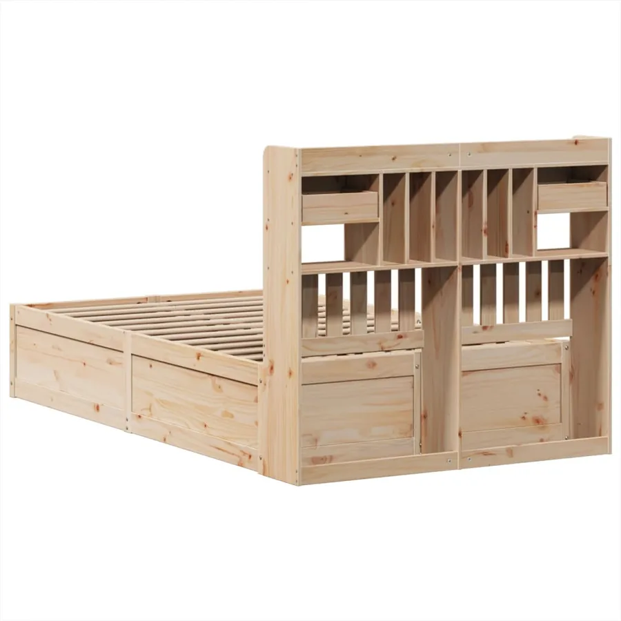 Cadre de lit sans matelas 135x190 cm bois de pin massif - 7