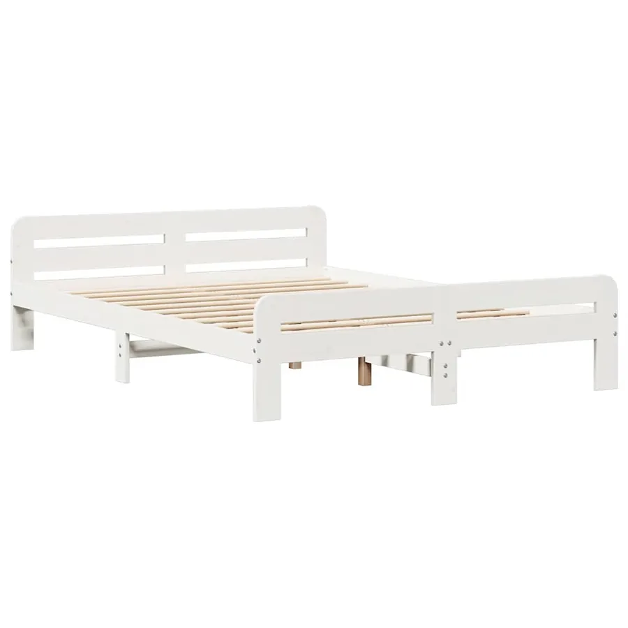 Lit bibliothèque sans matelas blanc 140x190 cm bois pin massif - 8