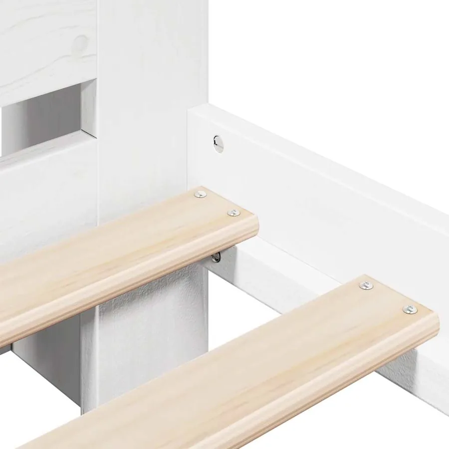 Lit bibliothèque sans matelas blanc 140x190 cm bois pin massif - 9