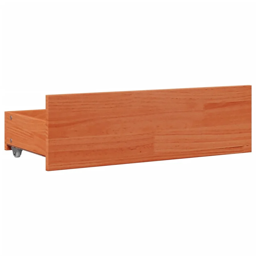 Lit bibliothèque sans matelas cire marron 150x200 cm pin massif - 8