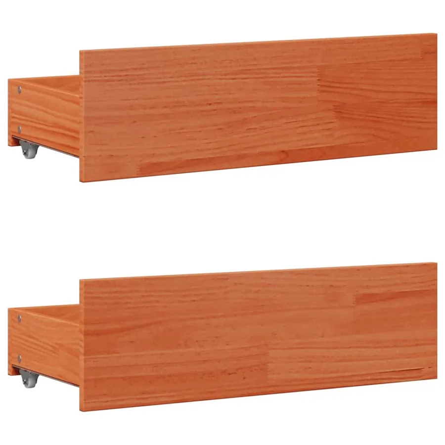 Lit bibliothèque sans matelas cire marron 150x200 cm pin massif - 9