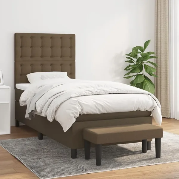 Sommier à lattes de lit avec matelas Marron foncé 90x190 cm