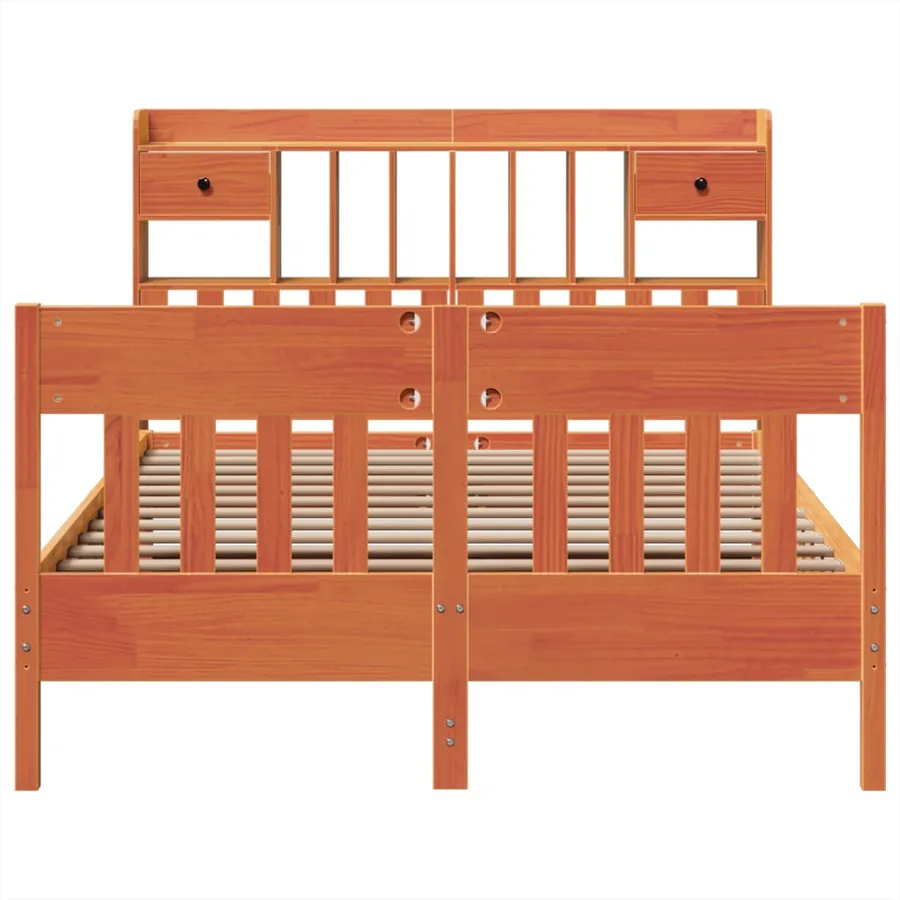 Cadre de lit sans matelas cire marron 150x200cm bois pin massif - 4