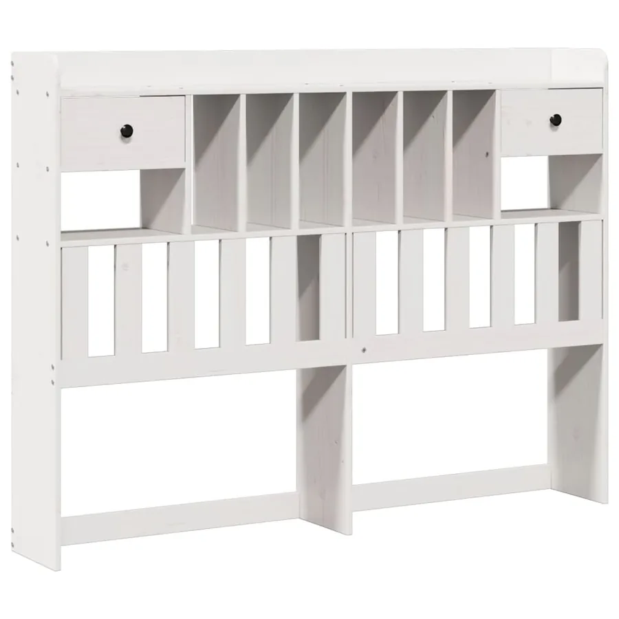 Lit bibliothèque sans matelas blanc 140x190 cm bois pin massif - 7