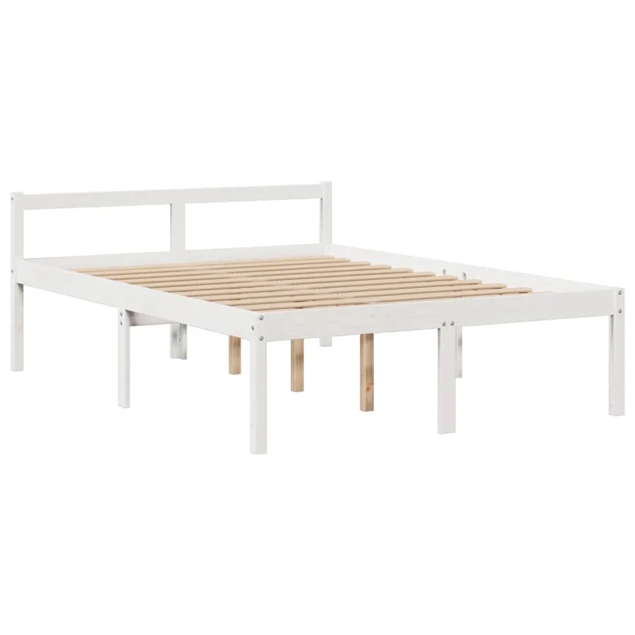 Lit bibliothèque sans matelas blanc 140x190 cm bois pin massif - 8