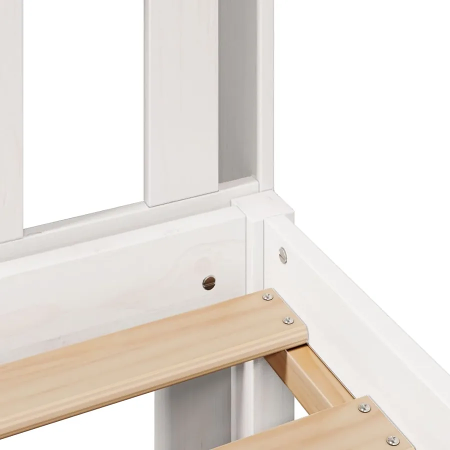 Lit bibliothèque sans matelas blanc 140x190 cm bois pin massif - 9