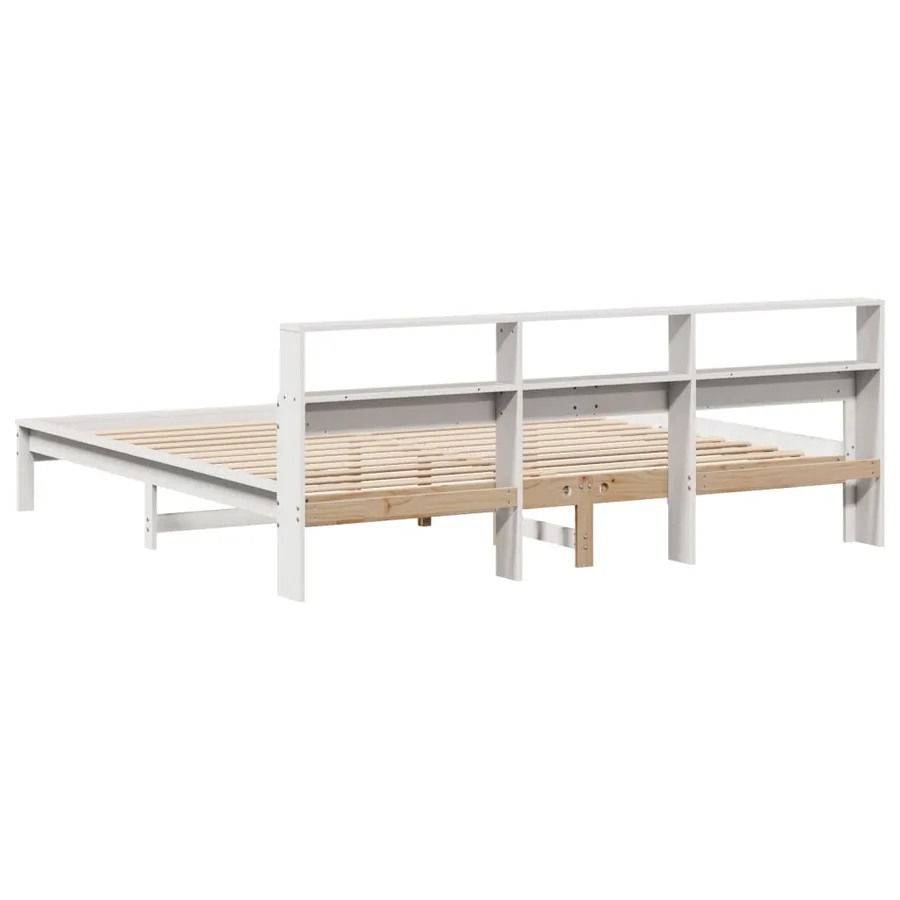 Cadre de lit sans matelas blanc 180x200 cm bois massif de pin - 6