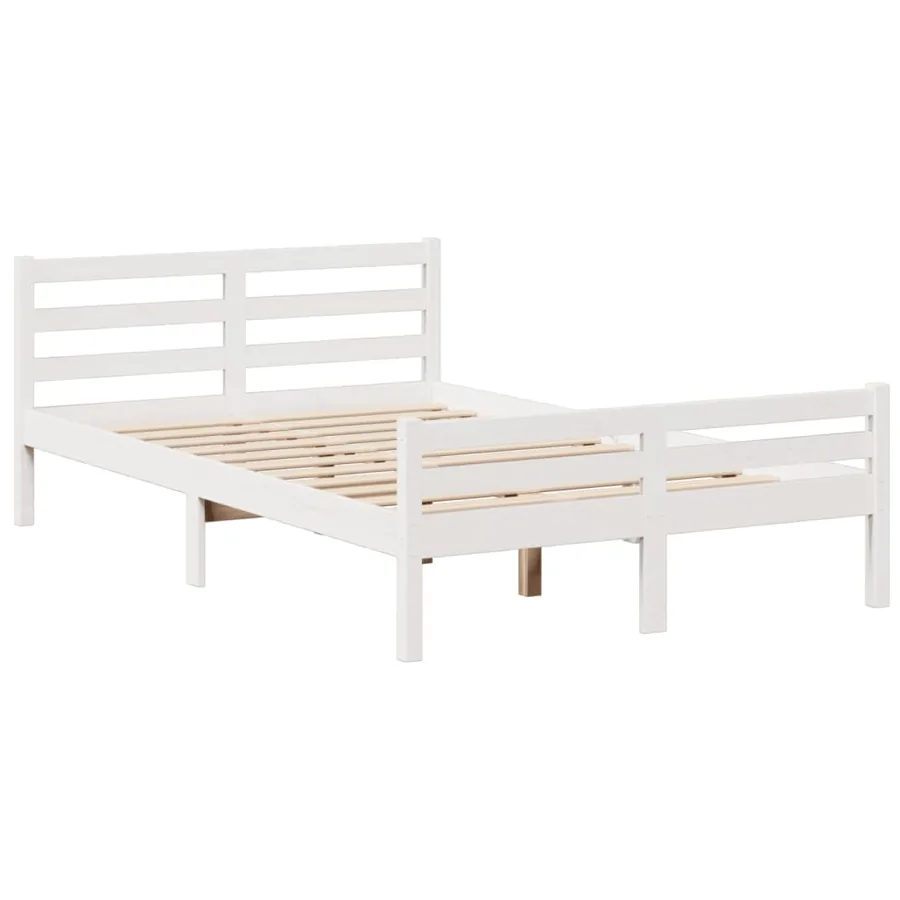 Lit bibliothèque sans matelas blanc 135x190 cm bois pin massif - 8