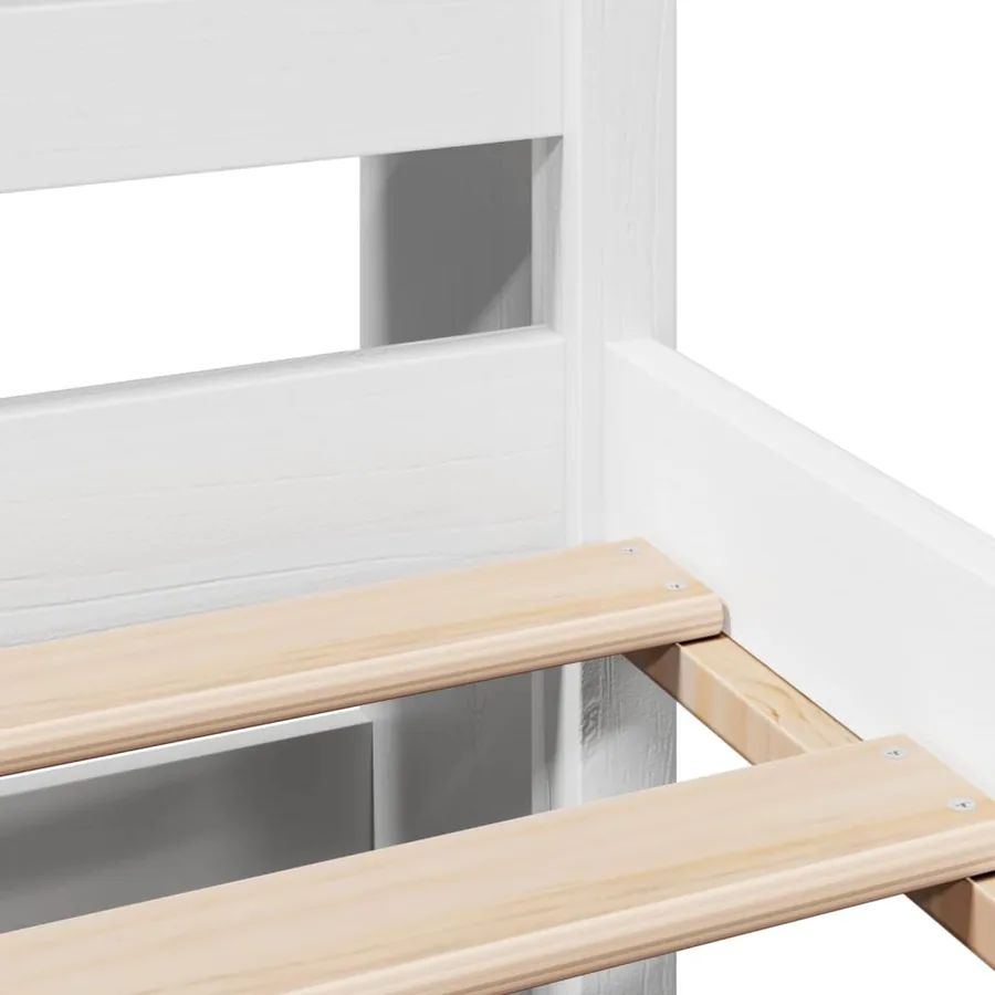 Lit bibliothèque sans matelas blanc 135x190 cm bois pin massif - 9