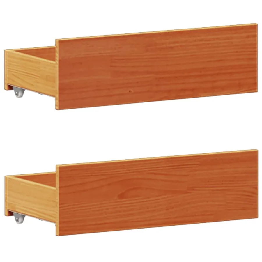 Lit bibliothèque sans matelas cire marron 135x190 cm pin massif - 10