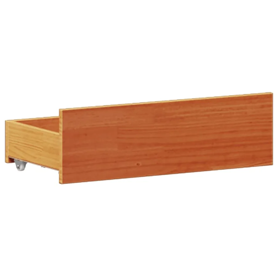 Lit bibliothèque sans matelas cire marron 135x190 cm pin massif - 11