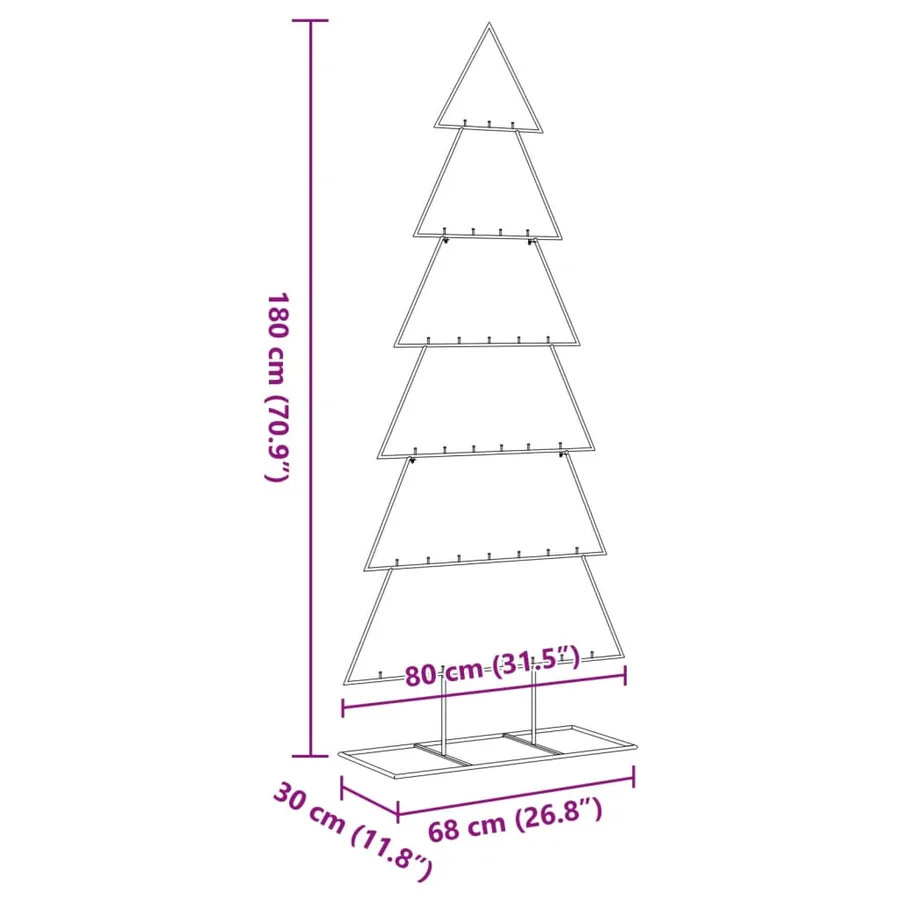 Arbre de Noël en métal pour décoration noir 180 cm - 7