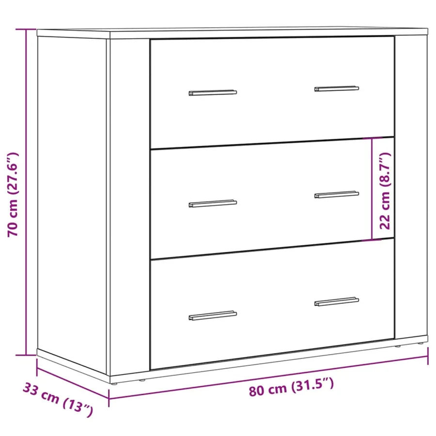 Buffet chêne artisanal 80x33x70 cm bois d'ingénierie - 10