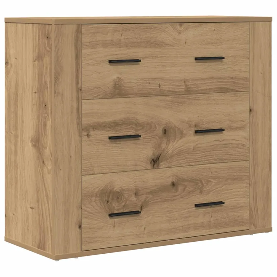 Buffet chêne artisanal 80x33x70 cm bois d'ingénierie - 2