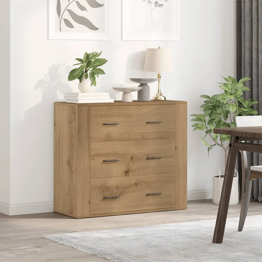 Buffet chêne artisanal 80x33x70 cm bois d'ingénierie - 3