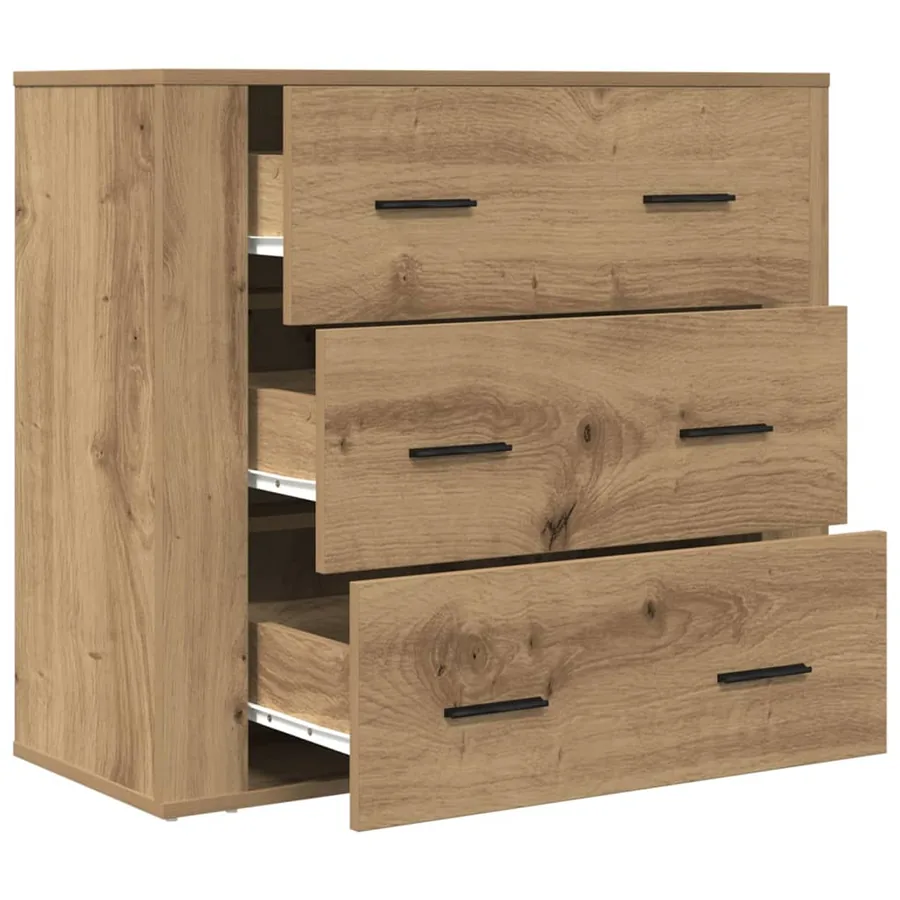 Buffet chêne artisanal 80x33x70 cm bois d'ingénierie - 4