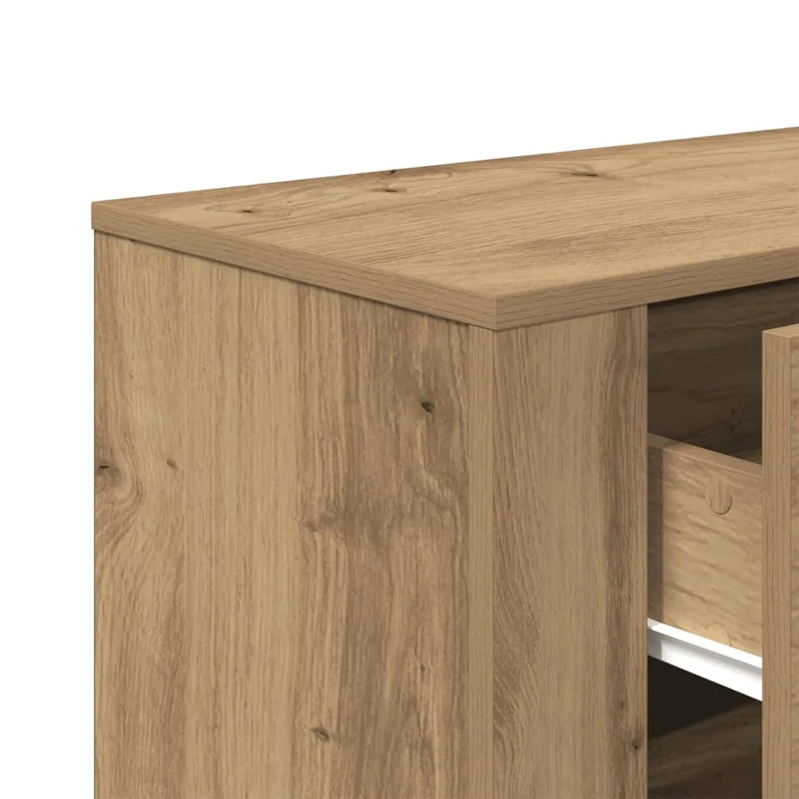Buffet chêne artisanal 80x33x70 cm bois d'ingénierie - 8