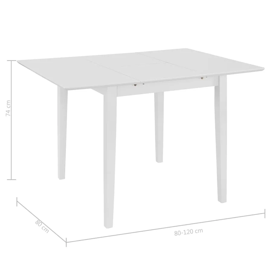 Table à manger extensible Blanc (80-120)x80x74 cm MDF - 6