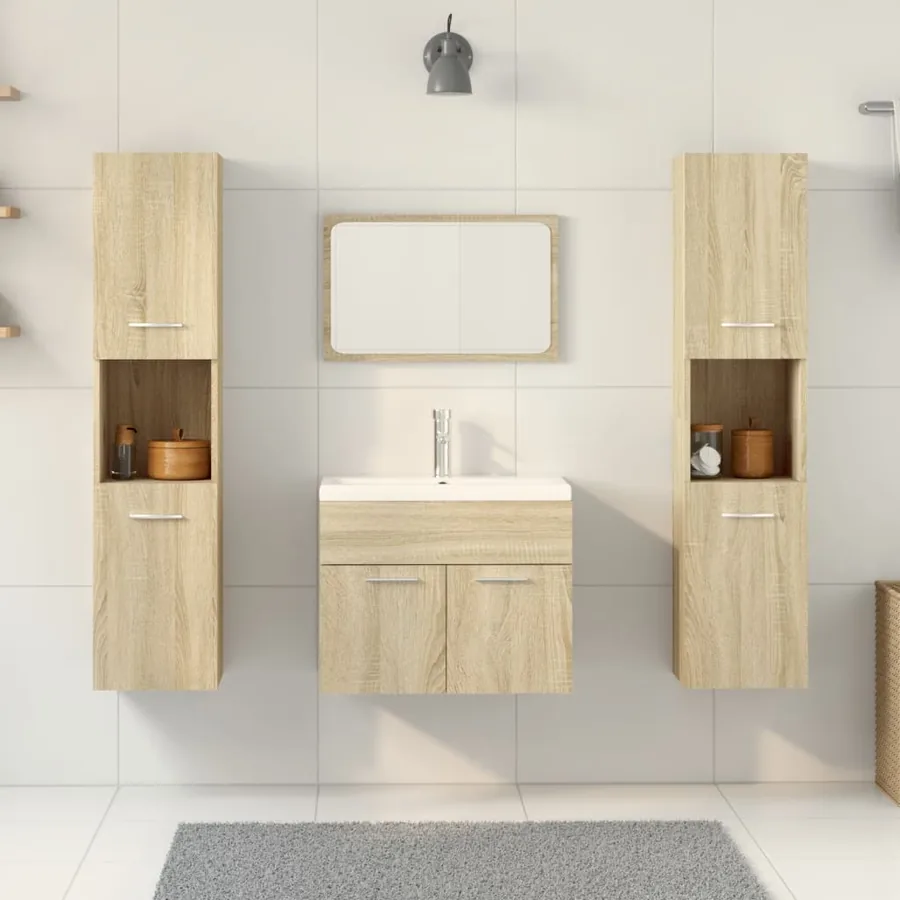 Ensemble de meubles de salle de bain 4 pcs chêne sonoma - 3