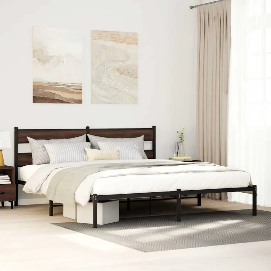 Cadre de lit sans matelas avec tête de lit 200x200 cm