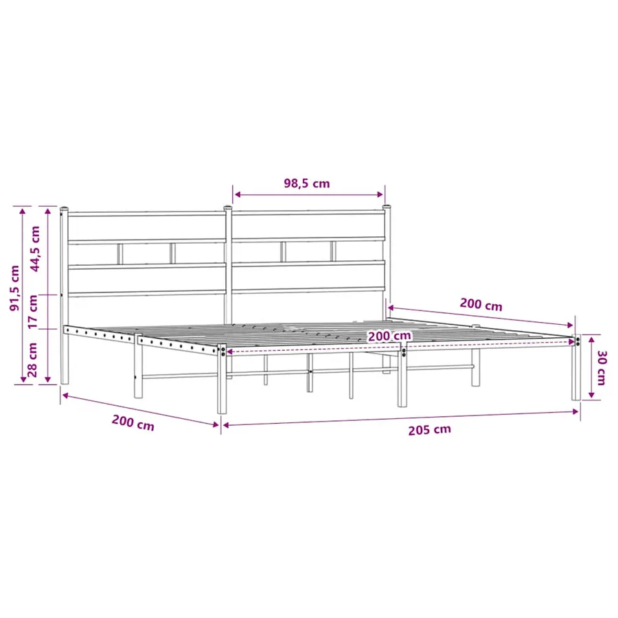 Cadre de lit sans matelas avec tête de lit 200x200 cm - 9