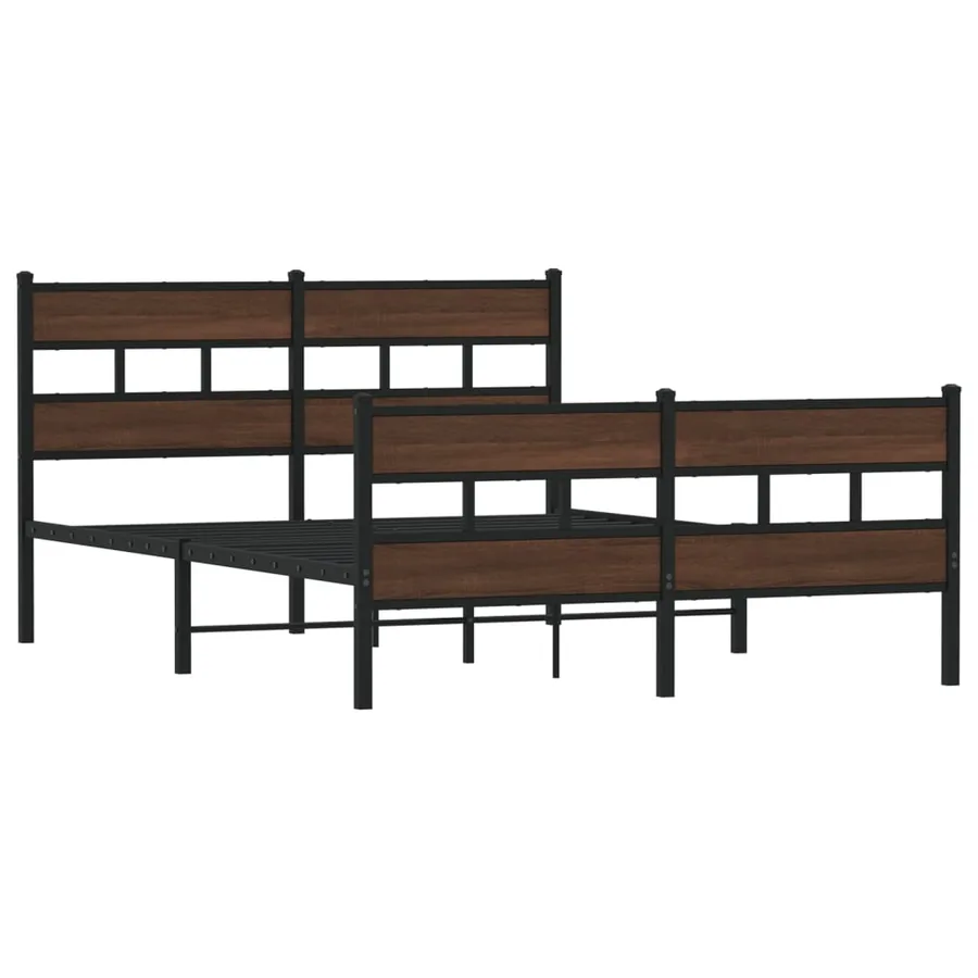 Cadre de lit en métal sans matelas chêne marron 150x200 cm - 3