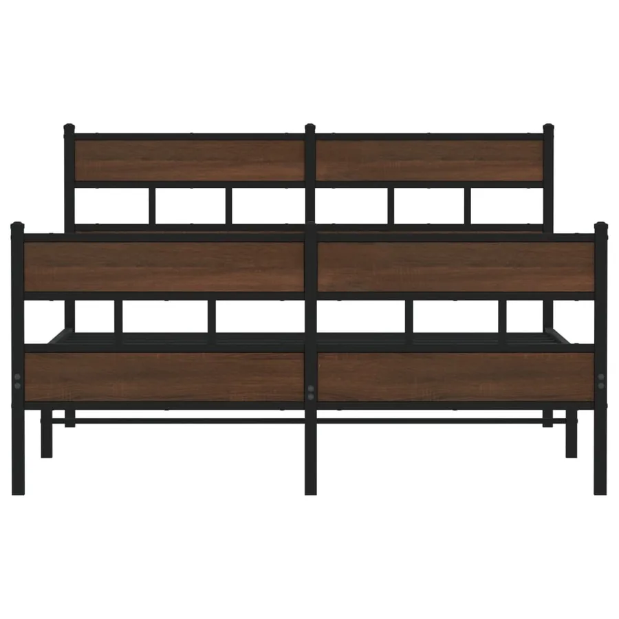 Cadre de lit en métal sans matelas chêne marron 150x200 cm - 4