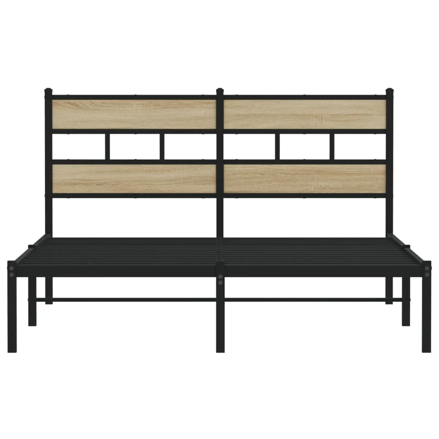 Cadre de lit en métal sans matelas chêne sonoma 160x200 cm - 4