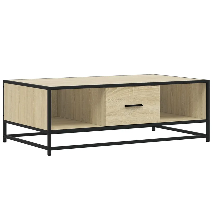 Table basse chêne sonoma 100x57x35cm bois d'ingénierie et métal - 2