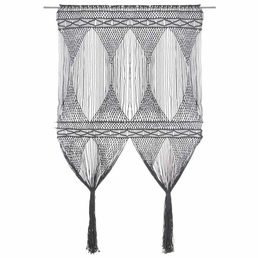 Rideau en macramé Anthracite 140x240 cm Coton - 2