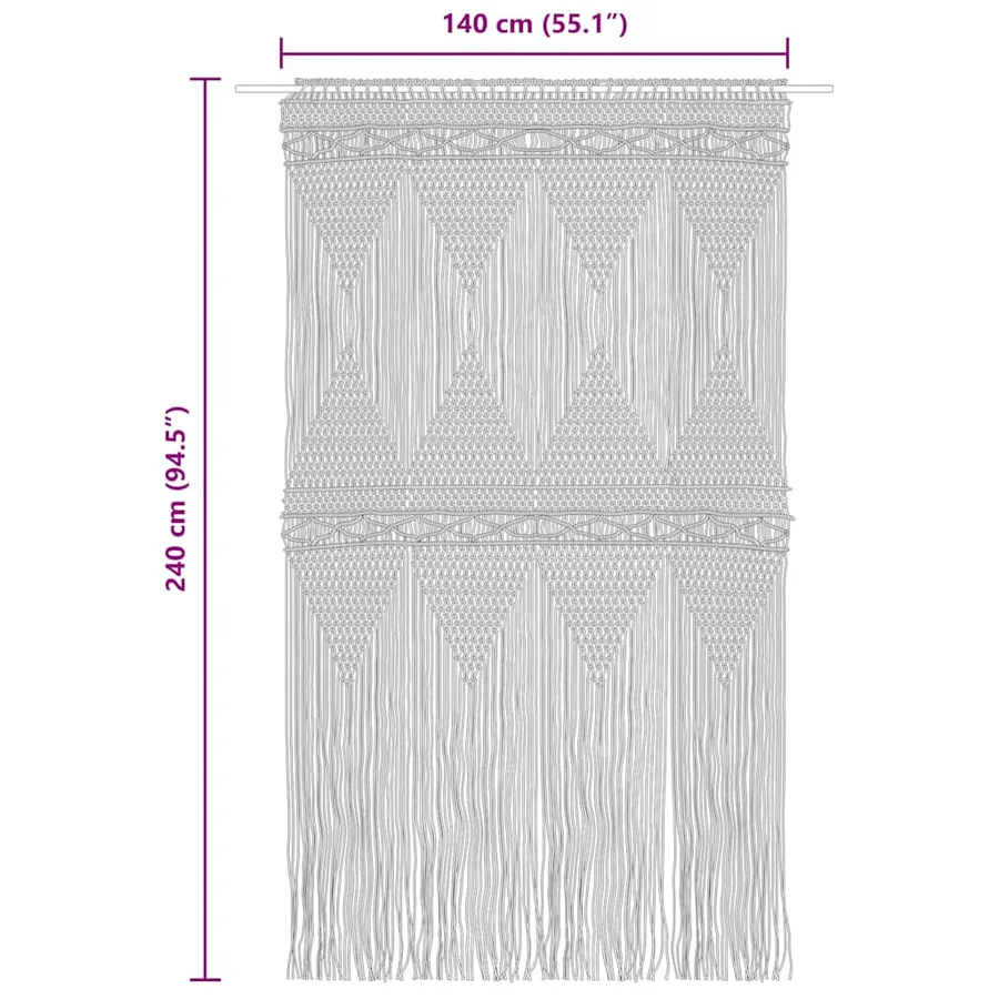 Rideau en macramé Anthracite 140x240 cm Coton - 6