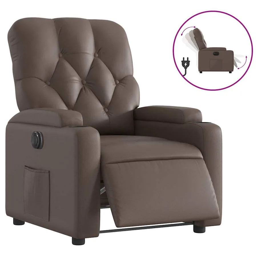 Fauteuil inclinable électrique Marron Similicuir - 2