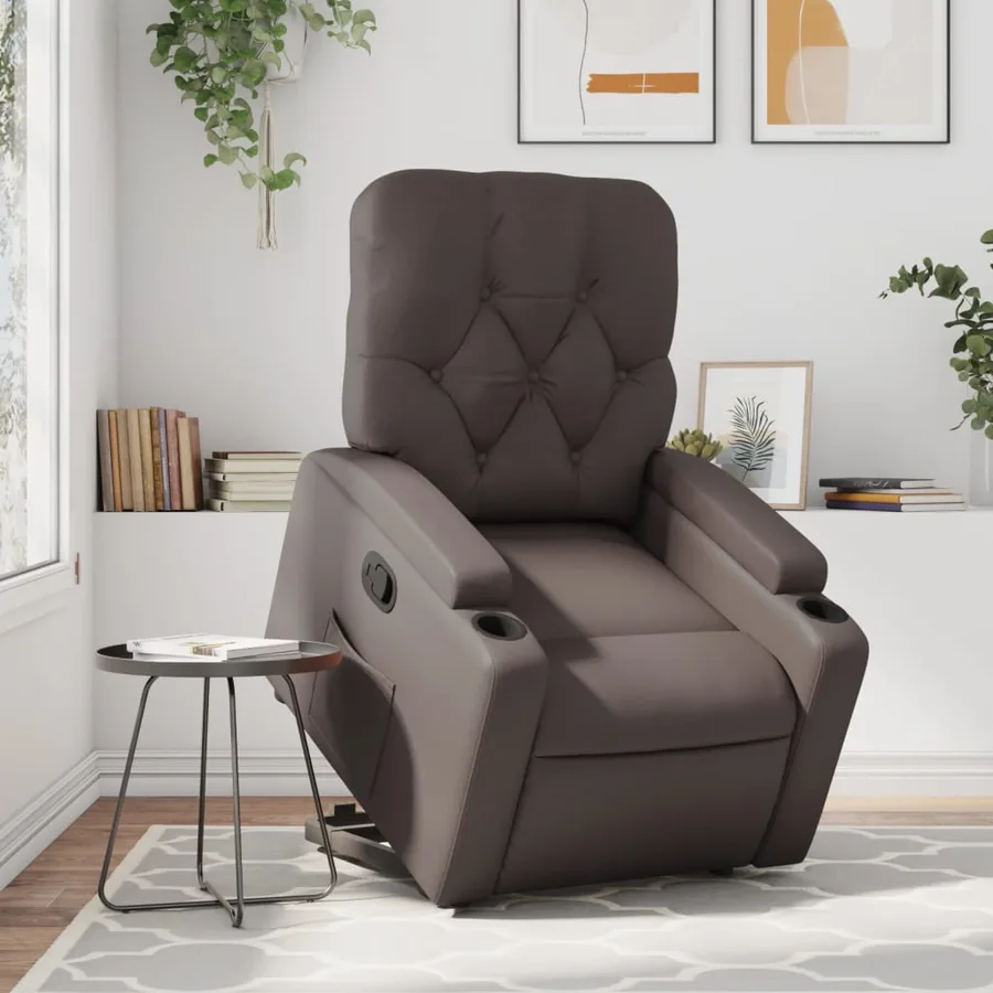 Fauteuil inclinable marron similicuir - 14