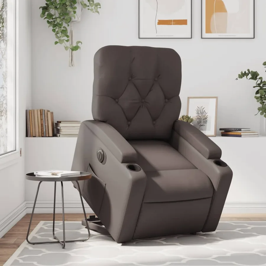 Fauteuil inclinable électrique marron similicuir - 16