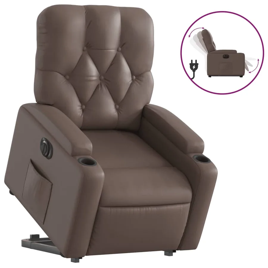Fauteuil inclinable électrique marron similicuir - 2