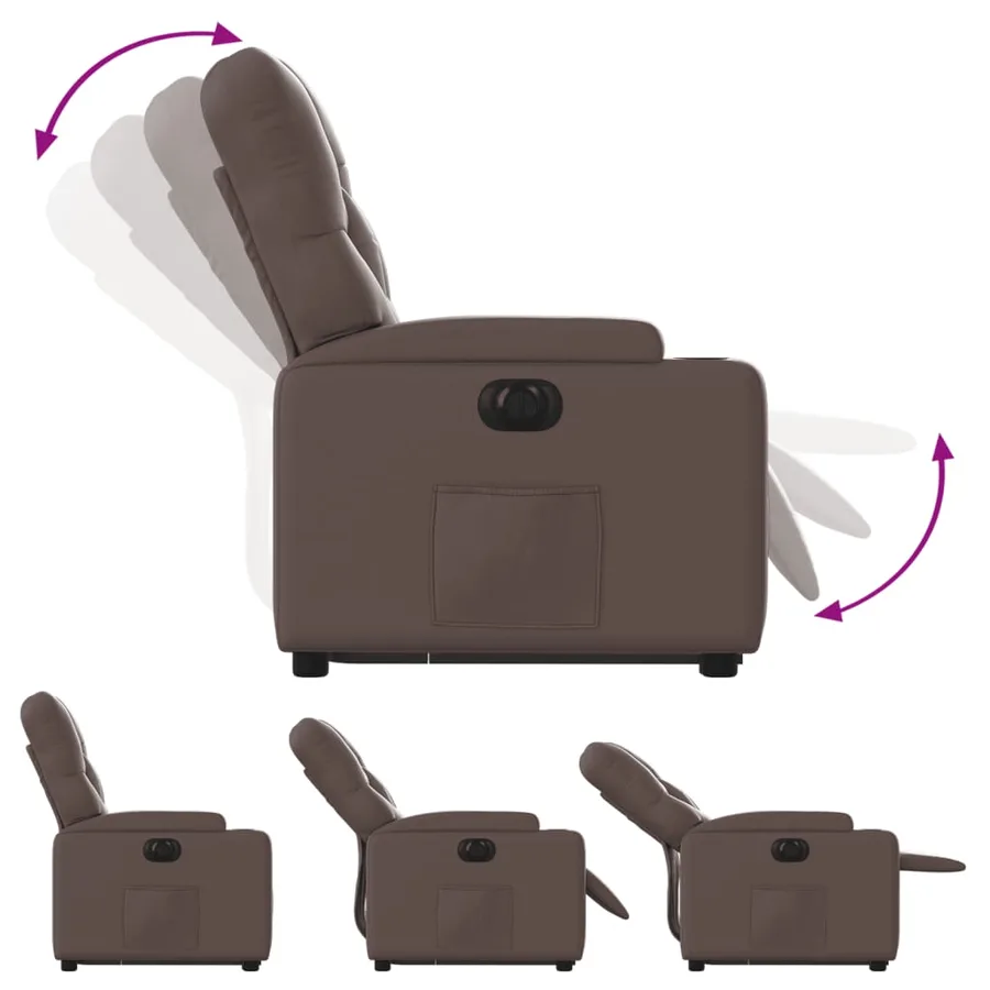 Fauteuil inclinable électrique marron similicuir - 6