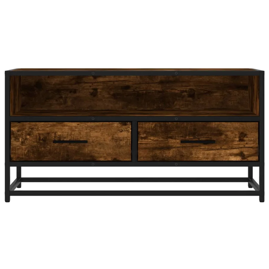Meuble TV chêne fumé 80x34,5x40 cm bois d'ingénierie et métal - 4