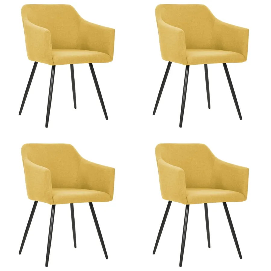 Chaises à manger lot de 4 jaune tissu
