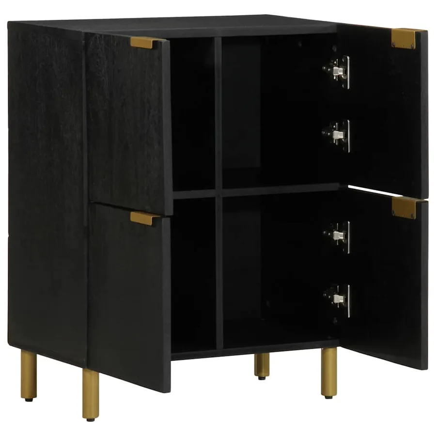Buffet noir 60x33x75 cm bois d'ingénierie - 2