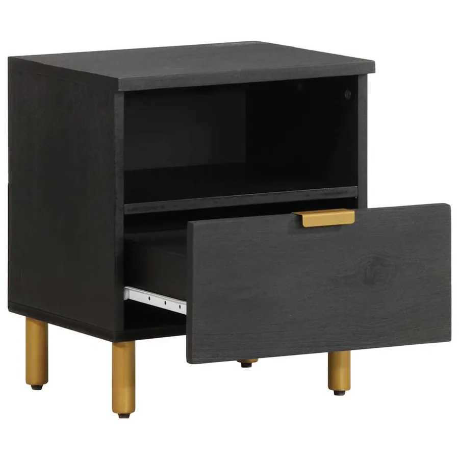 Table de chevet noir 40x33x46 cm bois d'ingénierie - 3