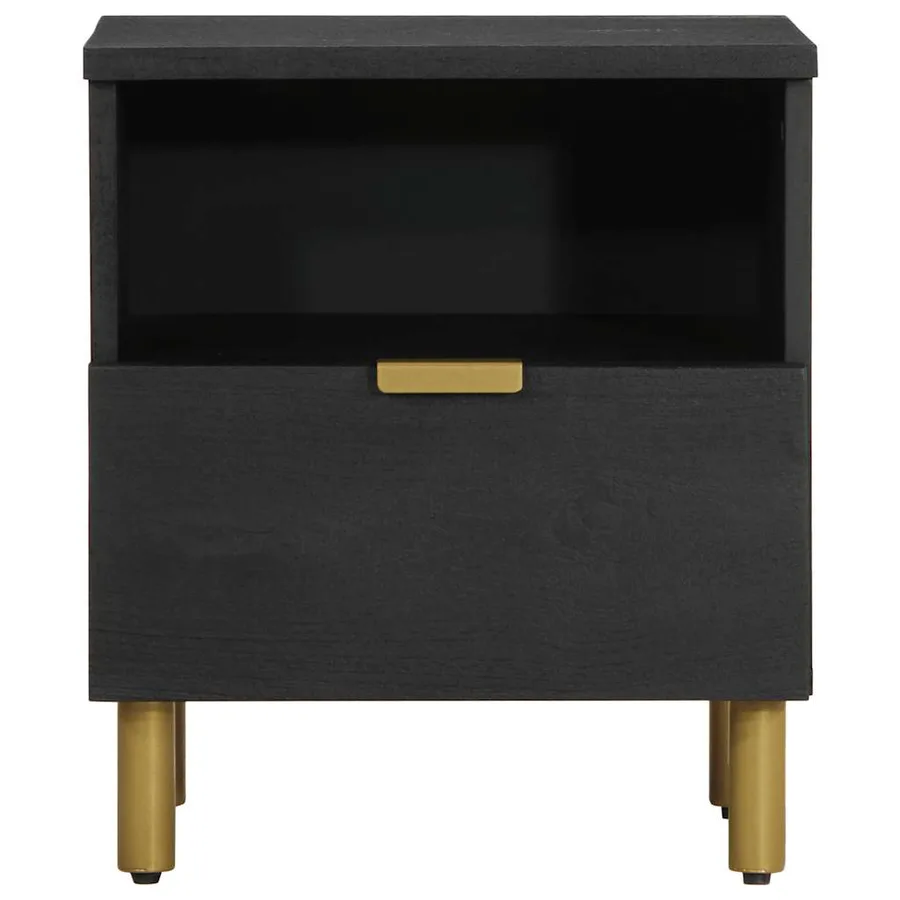 Table de chevet noir 40x33x46 cm bois d'ingénierie - 4