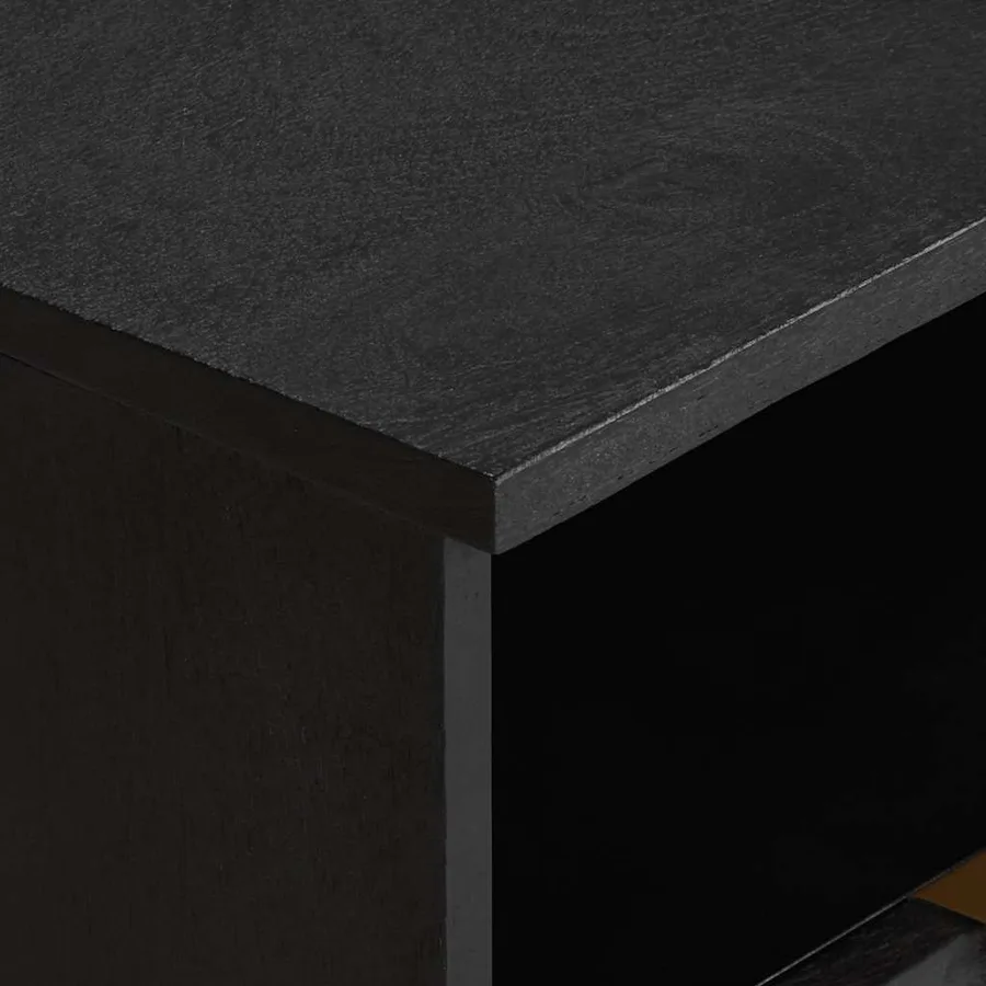 Table de chevet noir 40x33x46 cm bois d'ingénierie - 7