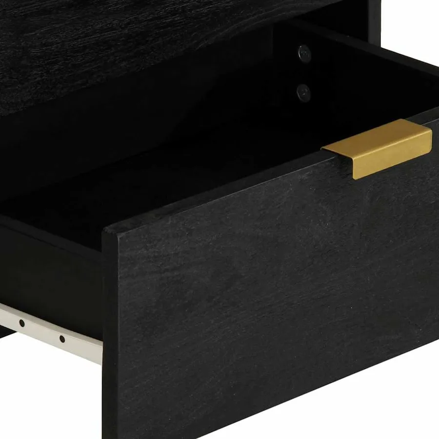Table de chevet noir 50x33x62 cm bois d'ingénierie - 7