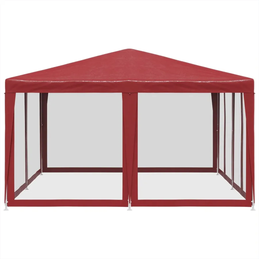 Tente de fête avec 8 parois latérales en maille rouge 4x4m PEHD - 4