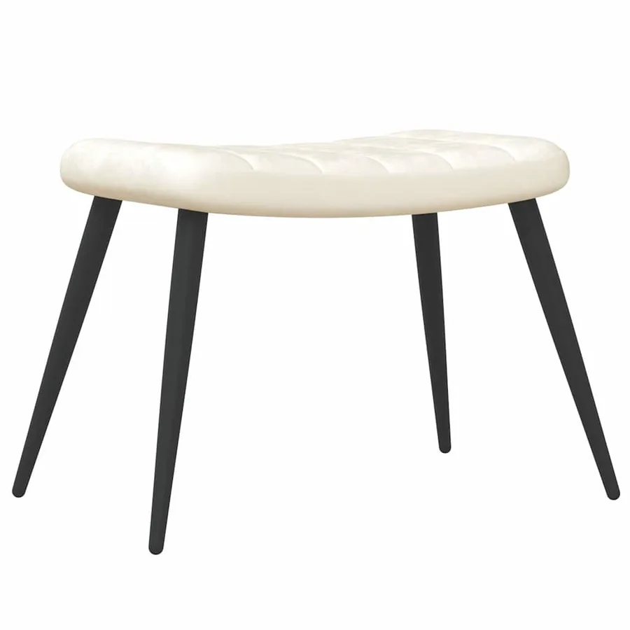 Chaise de relaxation avec tabouret Blanc crème Velours - 7