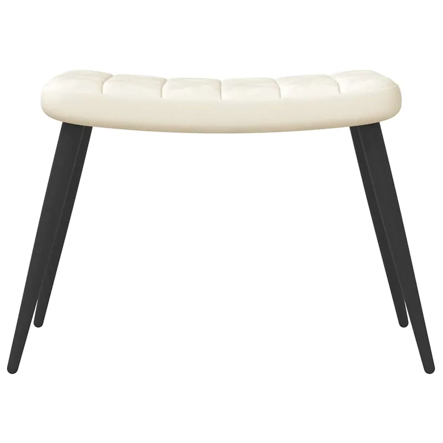 Chaise de relaxation avec tabouret Blanc crème Velours - 8