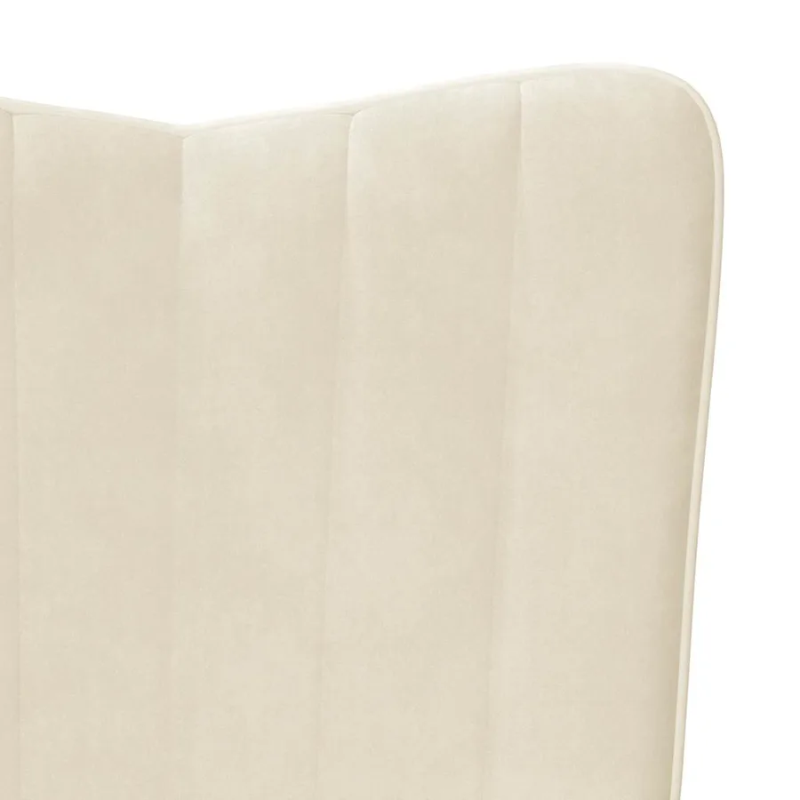 Chaise de relaxation avec tabouret Blanc crème Velours - 9